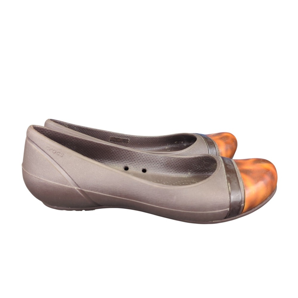 Crocs Tortoise‎ Cap Toe Ballet Flats Women's Size 6 Brown Comfort Shoes 15507